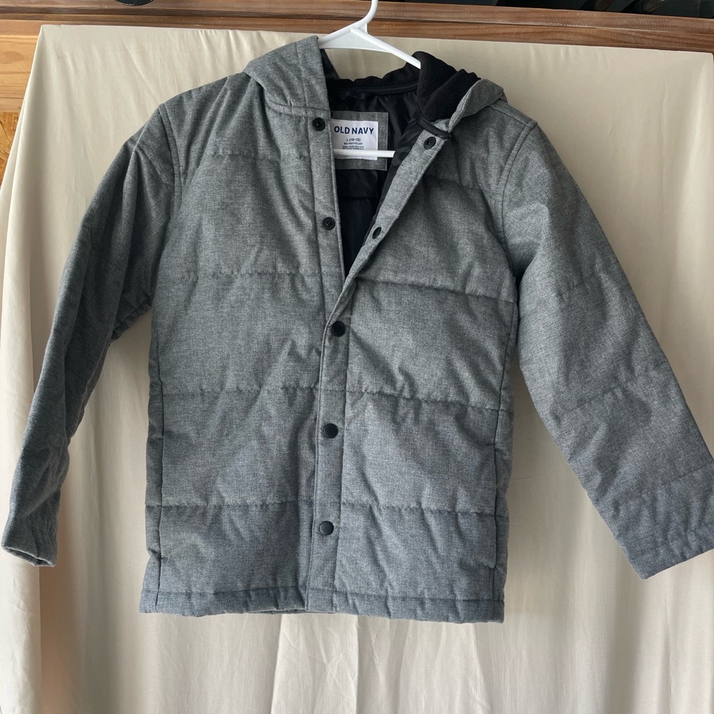 Old Navy Gray Puffer Jacket Quilted Insulation